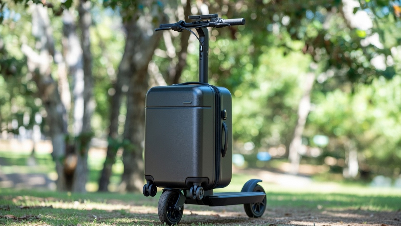 Valise trottinette utilisée en voyage, présentant plusieurs modèles pratiques pour enfants et adultes
